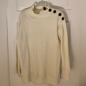 Cream oversized sweater with button detailing
